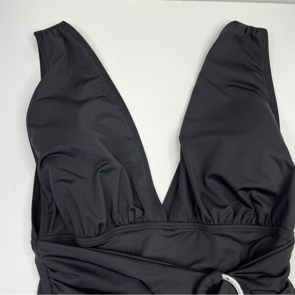 MICHAEL Michael Kors Belted Surplice Plunge One Piece swimsuit black - 16 - Picture 6 of 10